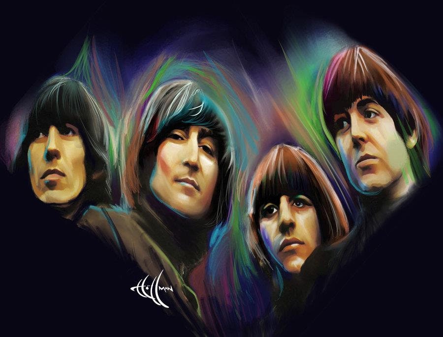 Beatles Rubber Soul in 1965 Band Drawing Prints