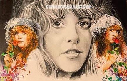Stevie Nicks Black & White with Color Accent Music Artist Wall Art