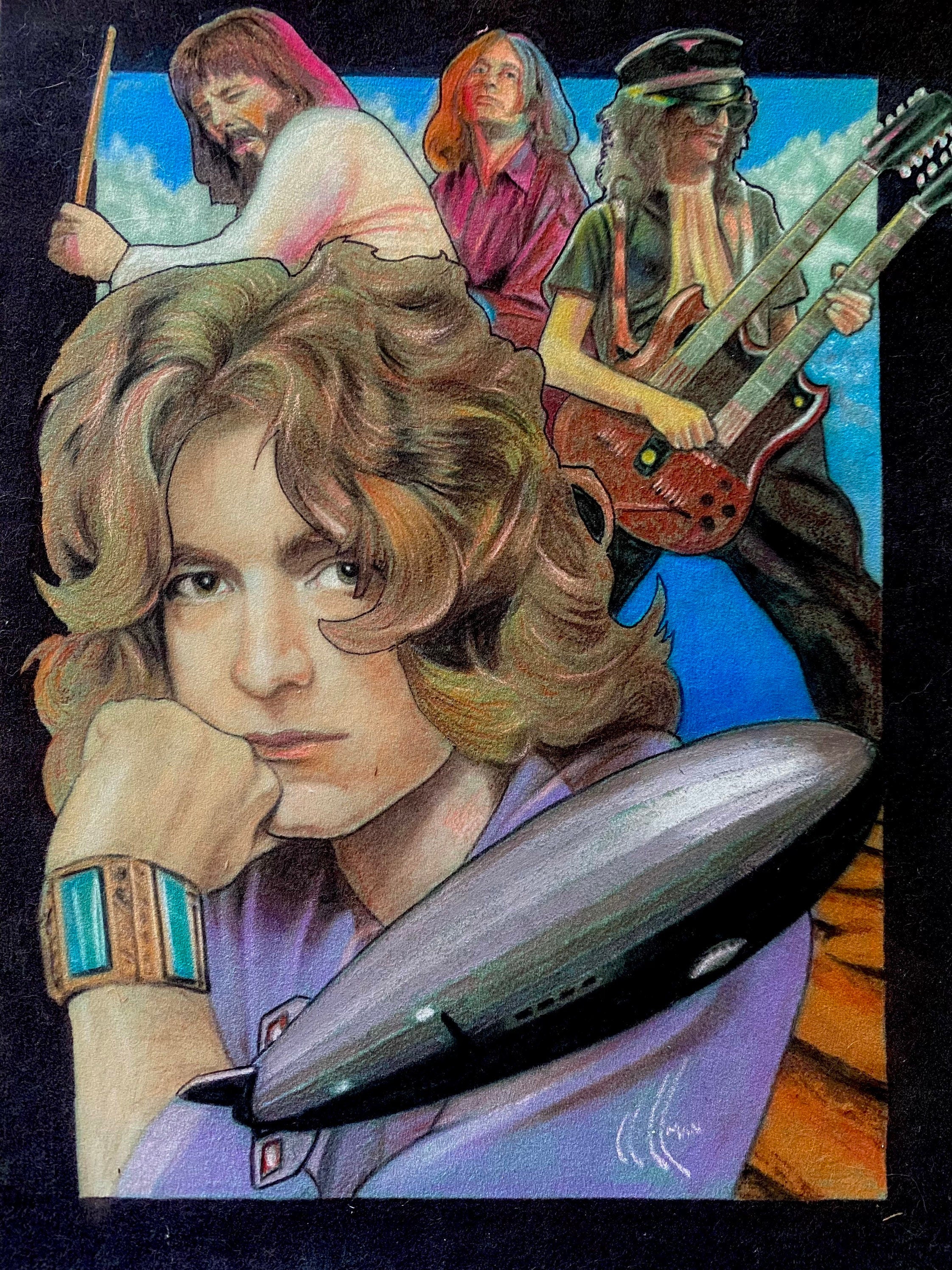 Led Zeppelin Collage Original Drawing Artworks