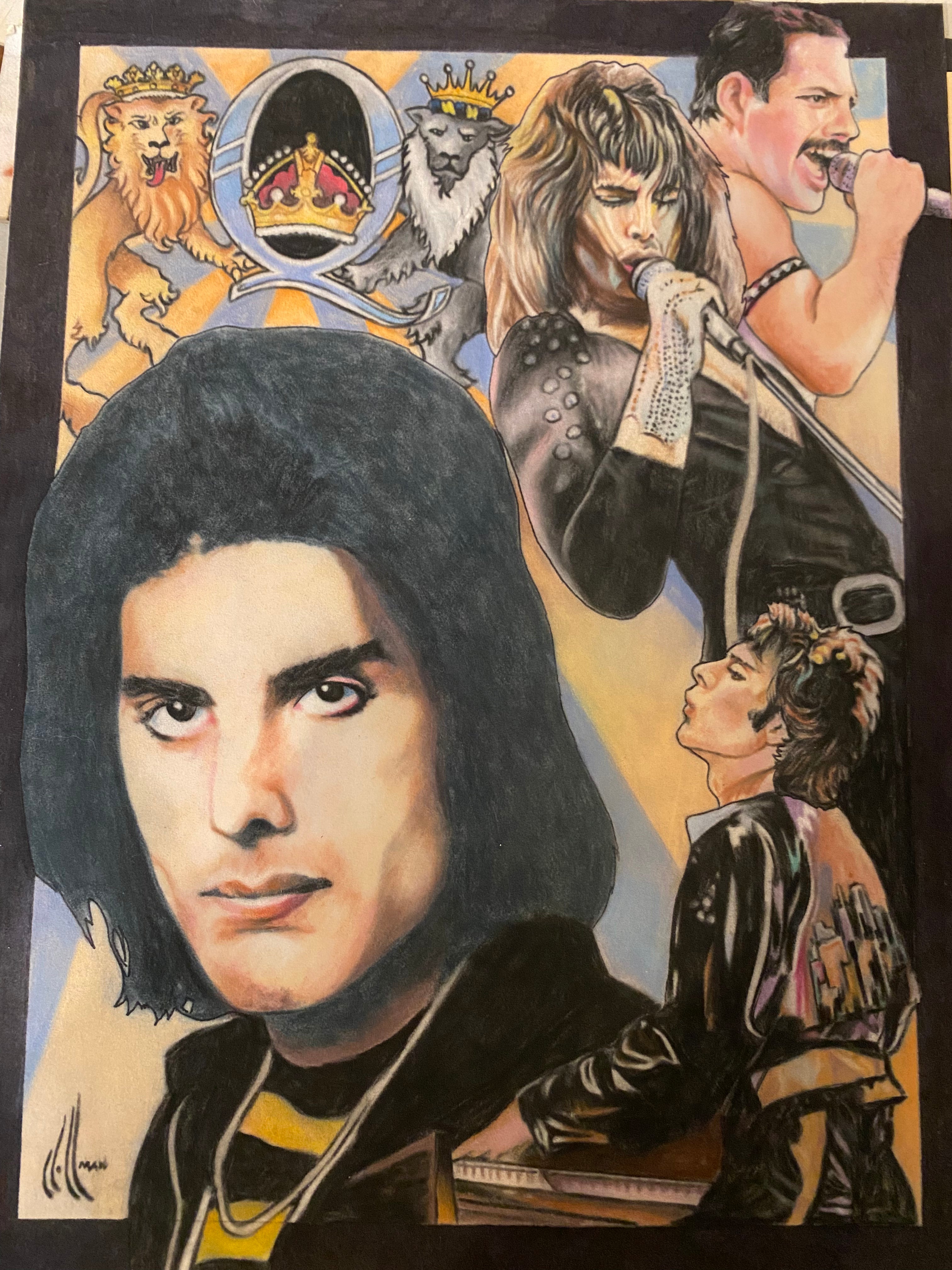 Freddie Mercury Wall Art Original Drawing